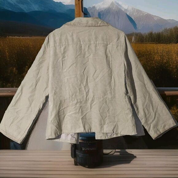 Maggie Sweet Soft Beige Jacket Women's Size Medium Petite Southwestern Cowgirl - Picture 9 of 11